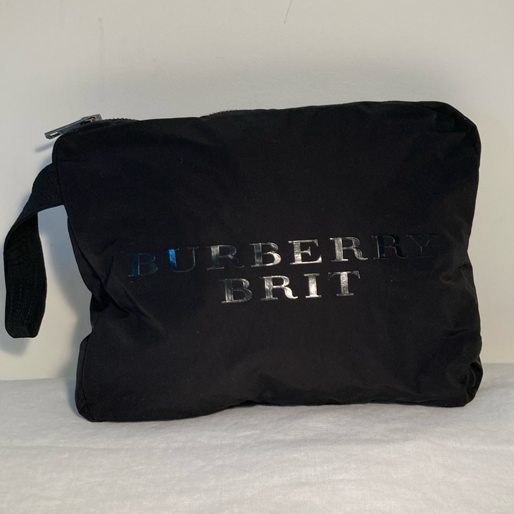 Burberry Brit nylon large pouch toiletries bag unisex black